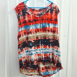 Tie dye tank red navy blue 1x